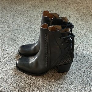 Freebird Black Leather Ankle Boots